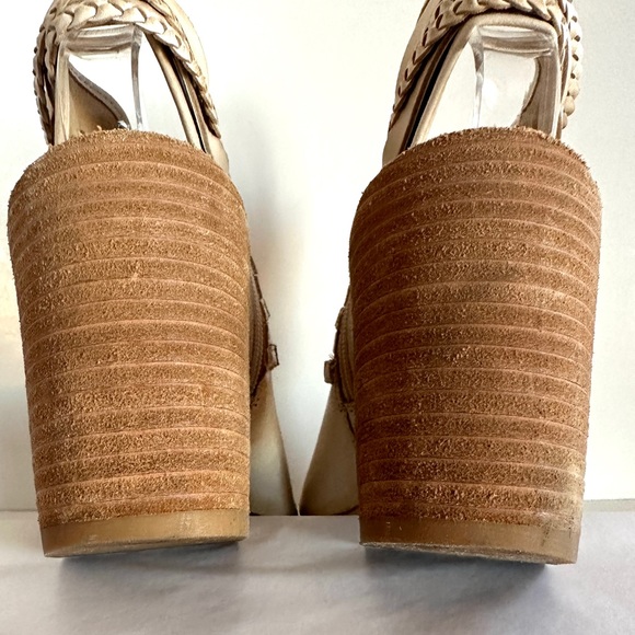 ISOLA LEONORA OPEN-TOE STACK-HEEL TAN LEATHER STRAPPY SANDALS ANKLE BOOTIE Sz8.5 - Picture 13 of 15
